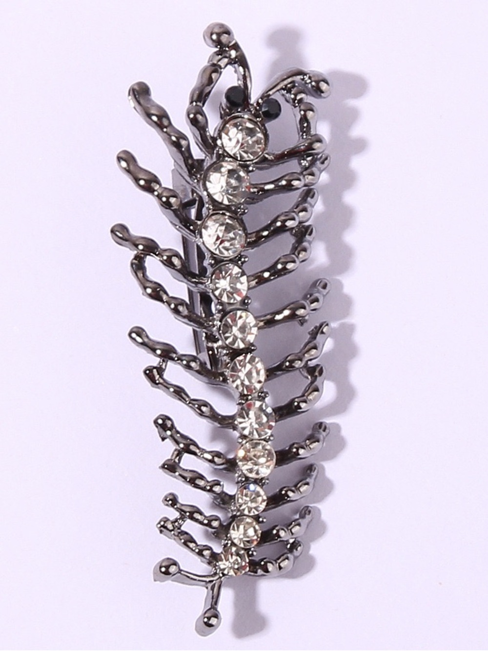 White Crystal Centipede Brooch Pin – Gothic Insect Rhinestone Lapel Pin